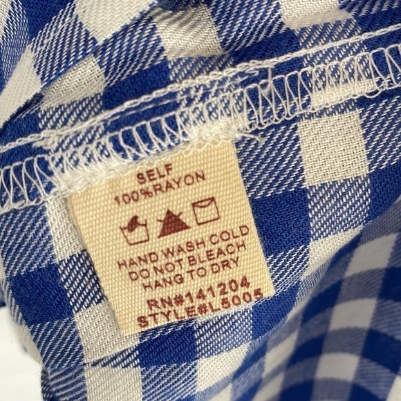 Plaid peplum open back tie blouse NEW - Picture 7 of 8